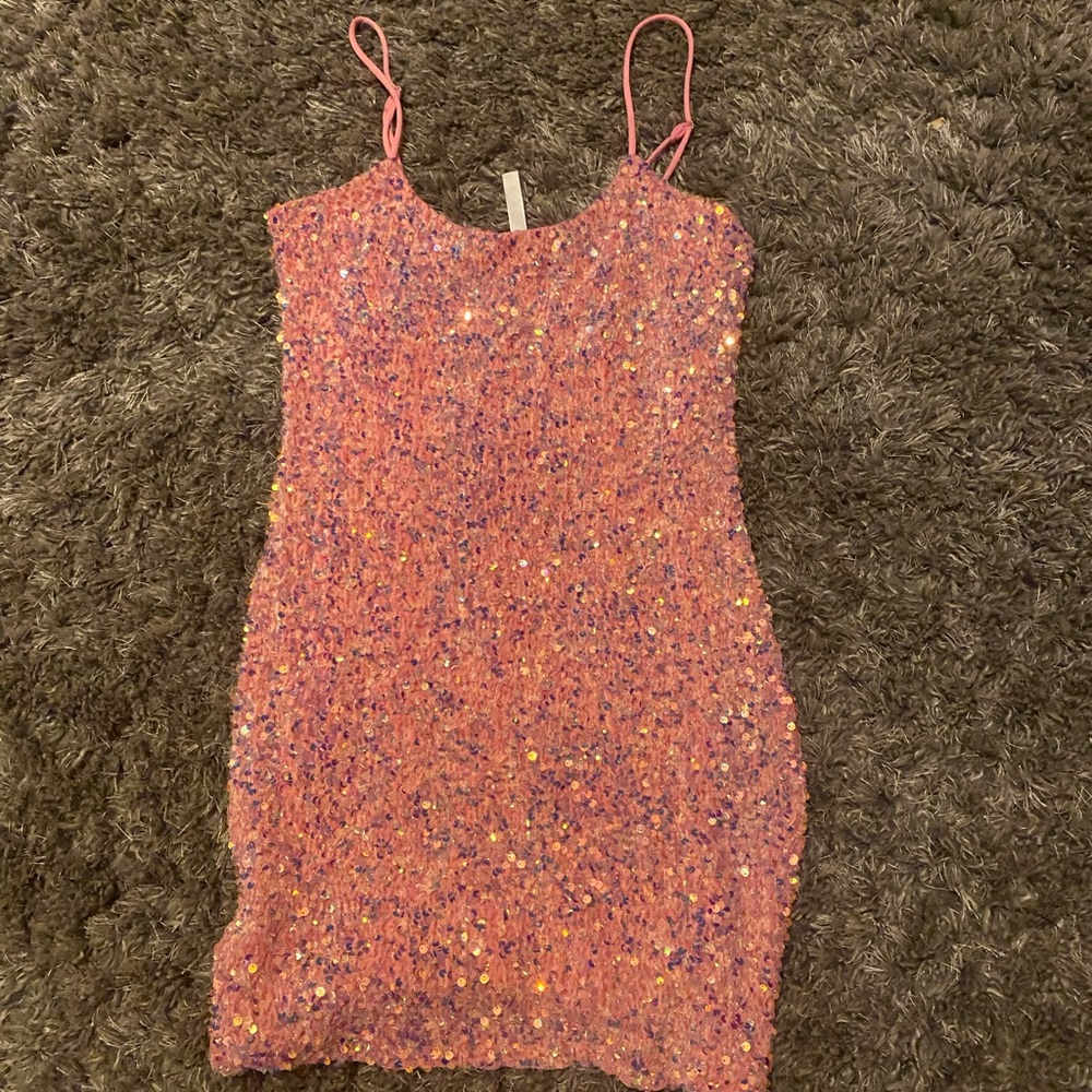 pink sequin dress